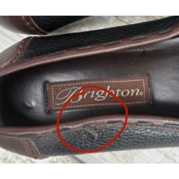 Brighton Kafka Leather Loafers Sz 8M Brown Boho Studded Embroidered Slip On - Picture 11 of 11